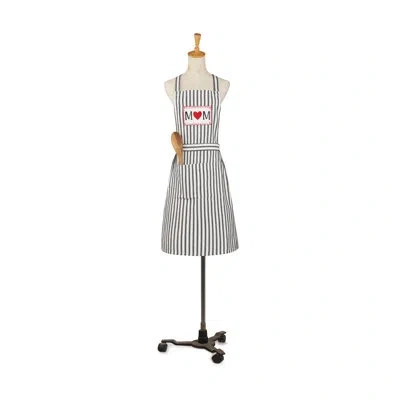 Peking Handicraft Mom Heart Embroidered Kitchen Apron In Blue;gray