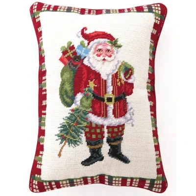 Peking Handicraft Needlepoint Christmas At North Pole Santa Wool Pillow
