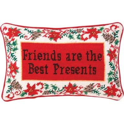 Peking Handicraft Needlepoint Friends Are The Best Presents Wool Throw Pillow