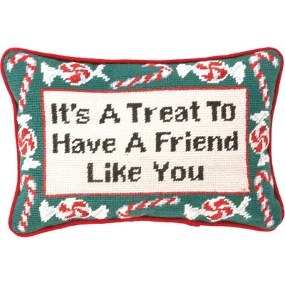 Peking Handicraft Needlepoint "it's A Treat" Wool Throw Pillow