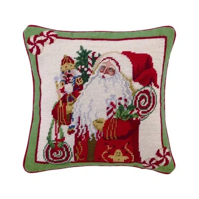 Peking Handicraft Needlepoint Lolly Jolly Christmas Wool Throw Pillow