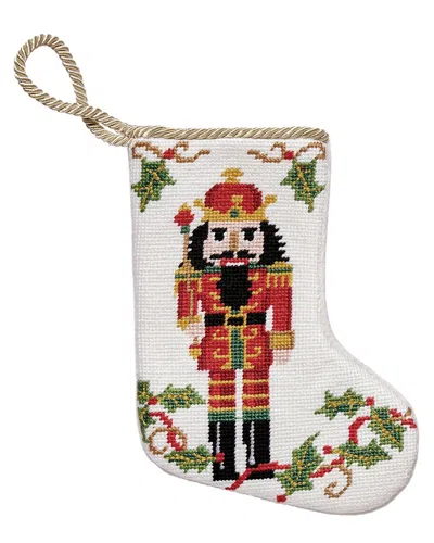 Peking Handicraft Nutcracker Embroidered Needlepoint Mini Stocking In Multi