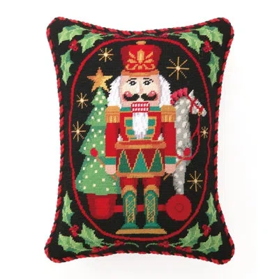 Peking Handicraft Nutcracker Nutcracker With Pull Toy Needlepoint Lumbar Pillow