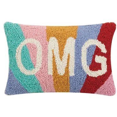 Peking Handicraft Omg Hook Wool Lumbar Pillow In Multi