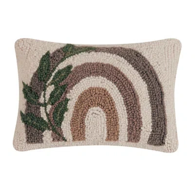 Peking Handicraft Rainbow And Leaves Hook Pillow In Beige;cream