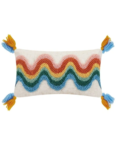 Peking Handicraft Rainbow Wave With Tassels Hook Pillow In Multi