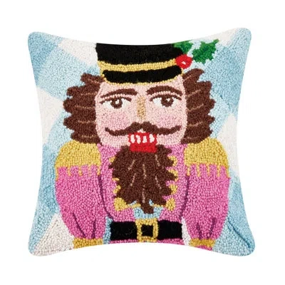 Peking Handicraft Retro Pink Santa Wool Hook Pillow In Pink,blue,brown