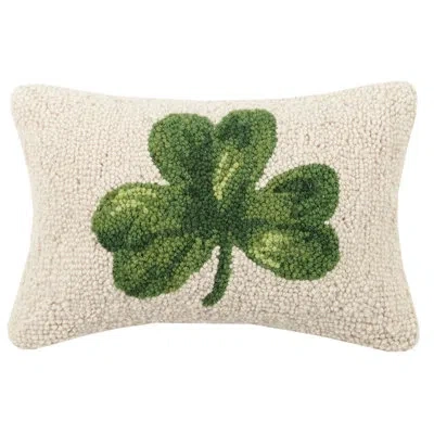Peking Handicraft Shamrock Hook Wool Lumbar Pillow