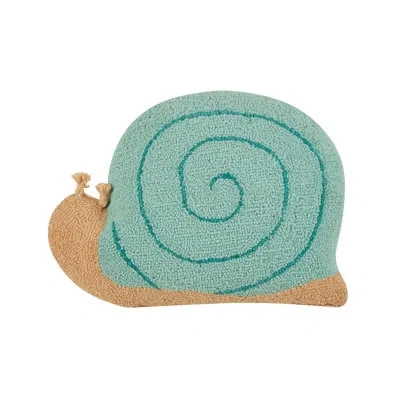 Peking Handicraft Snail Shaped Wool Hook Pillow In Blue
