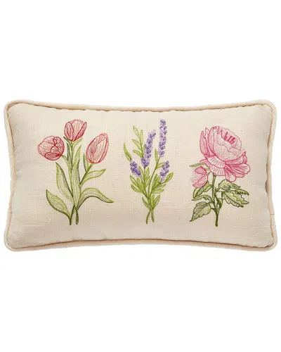 Peking Handicraft Spring Trio Embroidered Pillow In Neutral