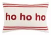 Peking Handicraft Stripe Boucle Ho Ho Ho Embroidered Pillow