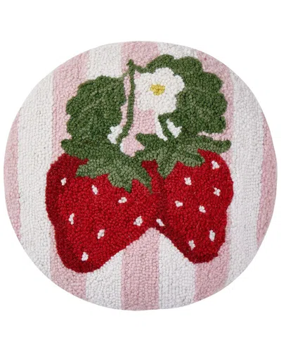 Peking Handicraft Stripe Strawberries Hook Pillow In Red