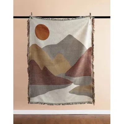 Peking Handicraft Sunset Mountain Woven Jacquard Throw/tapestry In Gray;beige;cream