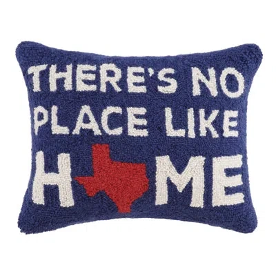 Peking Handicraft Texas My Home Wool Hook Throw Pillow In Blue;white
