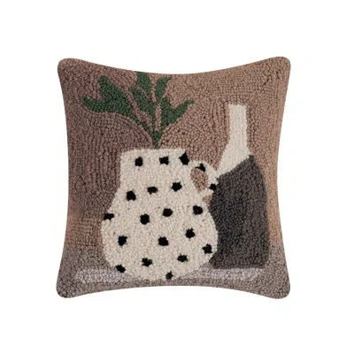 Peking Handicraft Vase And Plant Hook Pillow In Black;brown;beige;cream