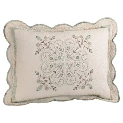 Peking Handicraft Vintage Treasure Embroidered Single Pillow Sham In Brown;green;ivory