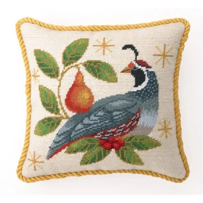 Peking Handicraft Winter Partridge Needlepoint Throw Pillow
