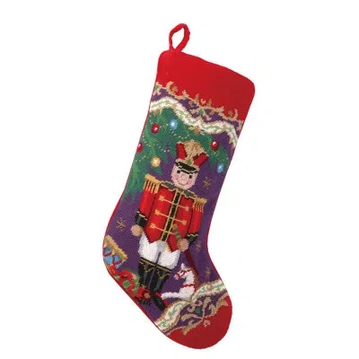 Peking Handicraft Xmas Soldier Stocking In Red,purple