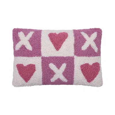 Peking Handicraft Xoxo Wool Hook Pillow In Pink