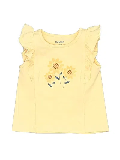Pre-owned Pekkle Babies' Sleeveless Top Yellow Ruffles Neckline Tops