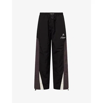 Pellador Mens Black Embroidered-logo Panelled Shell Jogging Bottoms