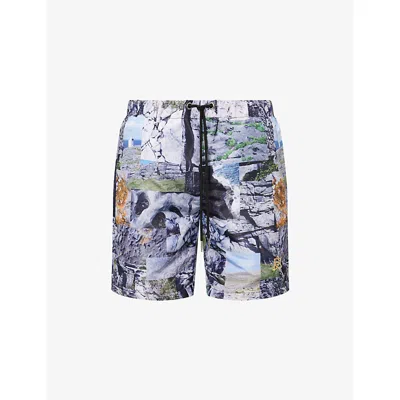 Pellador Mens Multi Graphic-print Burren Swim Shorts