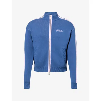 Pellador Mens  Contrast-trim Cotton Knit Tracksuit Jacket In Navy