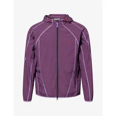 Pellador Mens  Overlock Hooded Shell Rain Jacket In Purple