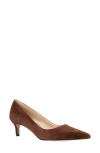 Pelle Moda Aeri Pointed Toe Kitten Heel Pump In Brown