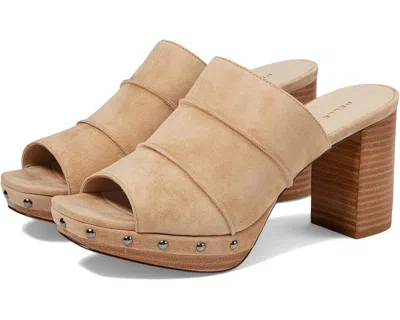Pelle Moda Amery Sandals Brown Suede Round Toe Block Heel Slip-on Jobb185 In Neutral