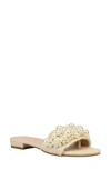 Pelle Moda Bayer Imitation Pearl Slide Sandal In Natural
