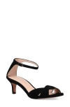 Pelle Moda Bekim Sandal Womens Us 10 Black Suede Ankle Strap Kitten Heel Rhs3858 In Black