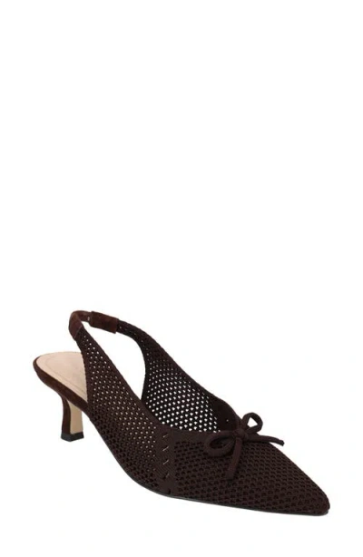 Pelle Moda Beliz Slingback Pointed Toe Kitten Heel Pump In Brown