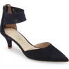 Pelle Moda Cam Pointy Toe Ankle Strap Pump In Midnight