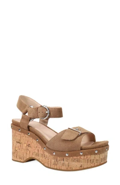 Pelle Moda Ciana Ankle Strap Platform Wedge Sandal In Brown