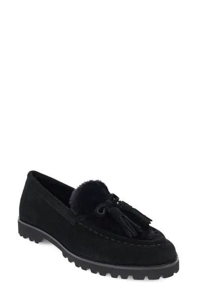 Pelle Moda Coraly 2 Leather Loafer With Genuine Shearling Trim In Black