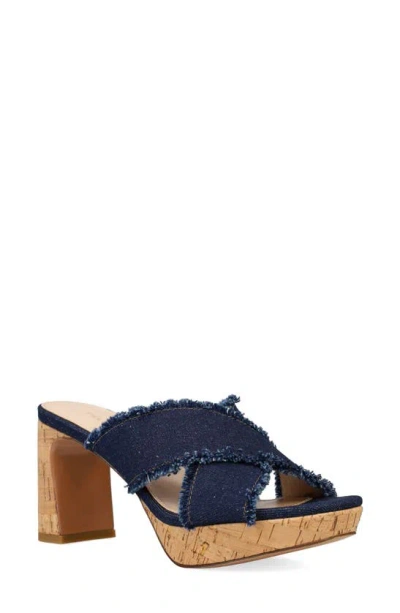 Pelle Moda Danika Platform Slide Sandal In Indigo