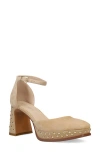 Pelle Moda Dietta Ankle Strap Platform Pump In Latte