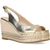 Pelle Moda Eleny Slingback Espadrille Platform Wedge Peep Toe Sandal In Champagne