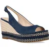 Pelle Moda Eleny Slingback Espadrille Platform Wedge Peep Toe Sandal In Midnight