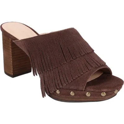 Pelle Moda Fringe Studded Block Heel Sandal In Multi