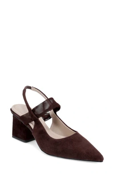 Pelle Moda Imelde Slingback Pointed Toe Mary Jane Pump In Brown