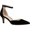 Pelle Moda Kendal Ankle Strap Pointed Toe Kitten Heel Pump In Black