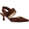 Pelle Moda Kiam Slingback Pointed Toe Kitten Heel Pump In Brown
