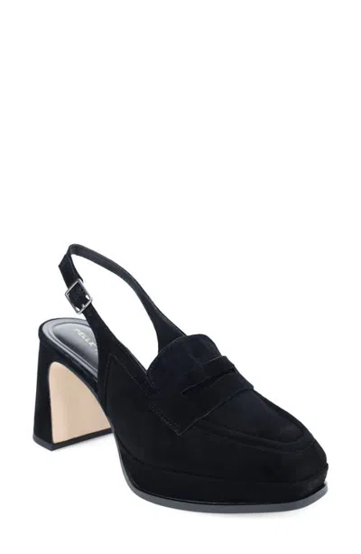 Pelle Moda Lora Loafer Slingback Platform Pump In Black