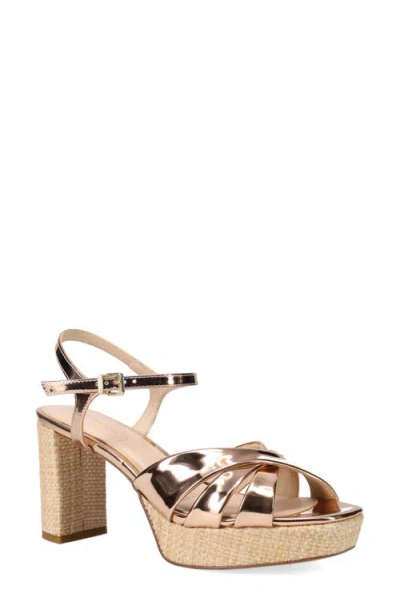 Pelle Moda Petina Ankle Strap Platform Sandal In Gold