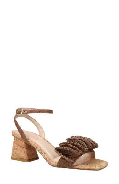 Pelle Moda Tianna Raffia Rosette Ankle Strap Sandal In Brown