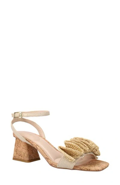 Pelle Moda Tianna Raffia Rosette Ankle Strap Sandal In Brown