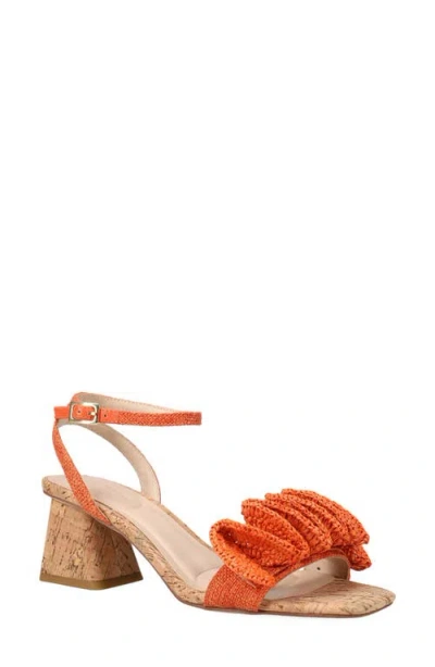 Pelle Moda Tianna Raffia Rosette Ankle Strap Sandal In Orange