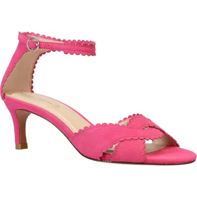 Pelle Moda Umelo Kitten Heel Ankle Strap Sandal In Hyper Pink